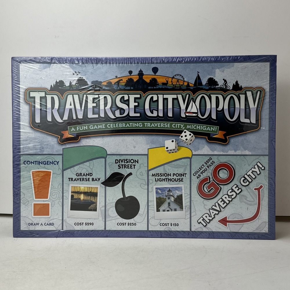 Traverse City Oply Monopoly Style Board Game Sealed Michigan New in Box Mich MI